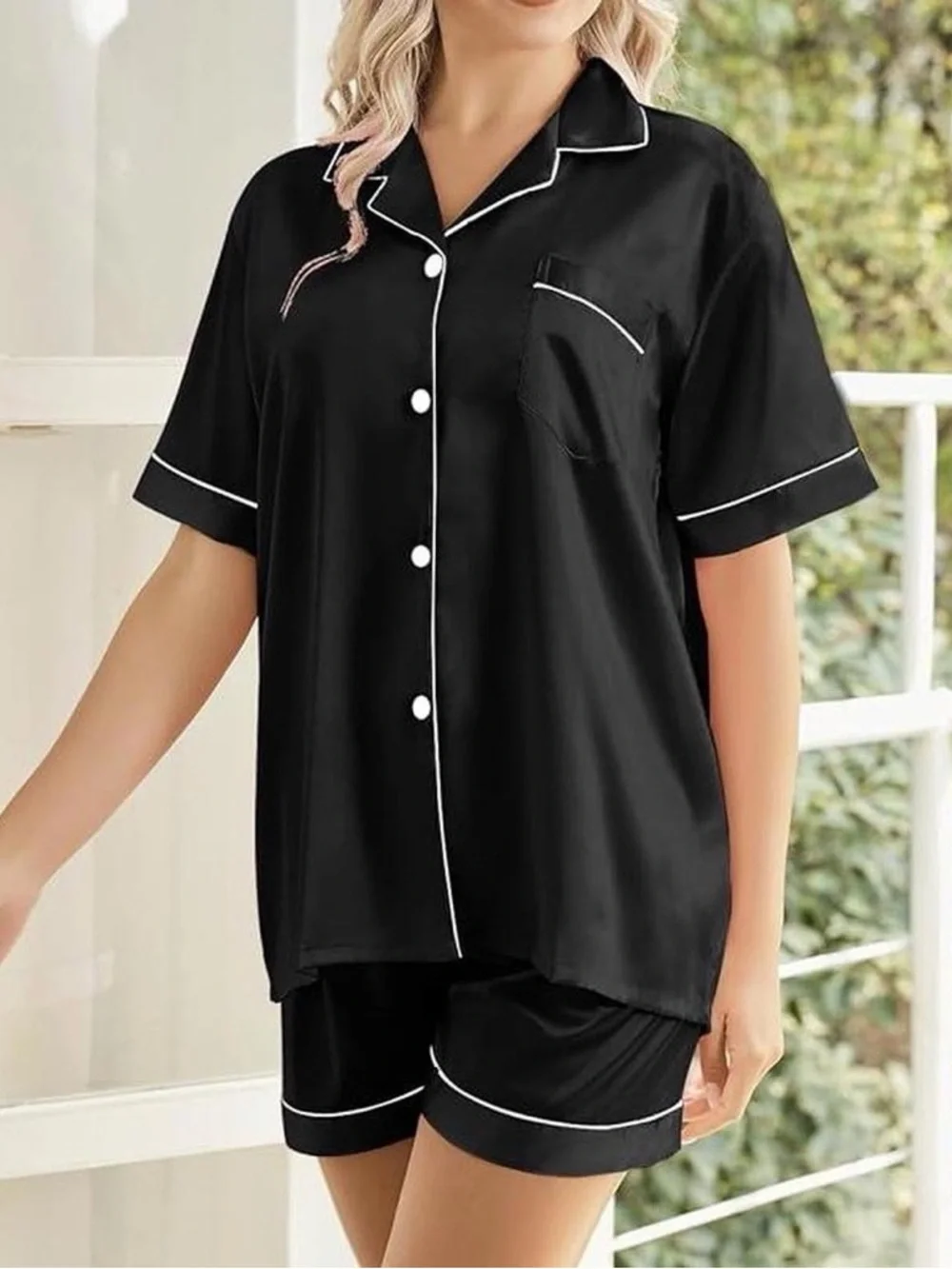 NWOT Matching Black silk ruffle pajama set sz s #loungewear #sleepwear - Picture 5 of 5